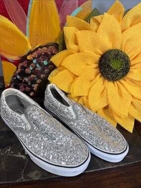 Vans Silver Sequin Slip-On Sneakers